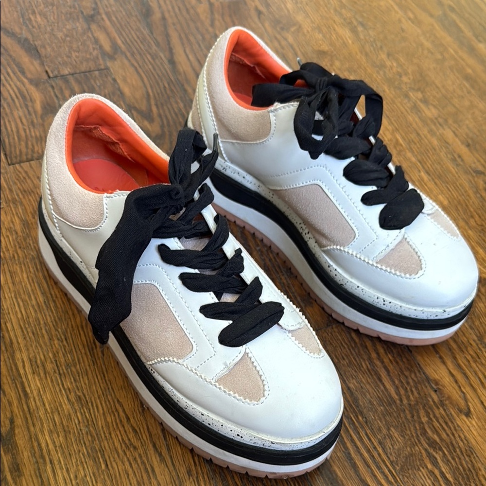 Zara White and Black Platform Sneakers